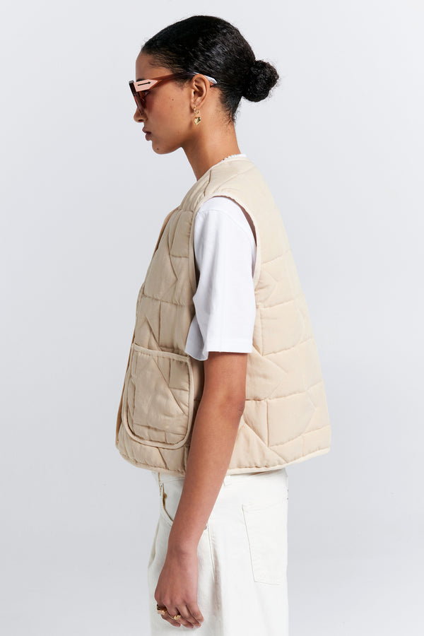 Karen Walker Quilted Drift Vest Natural