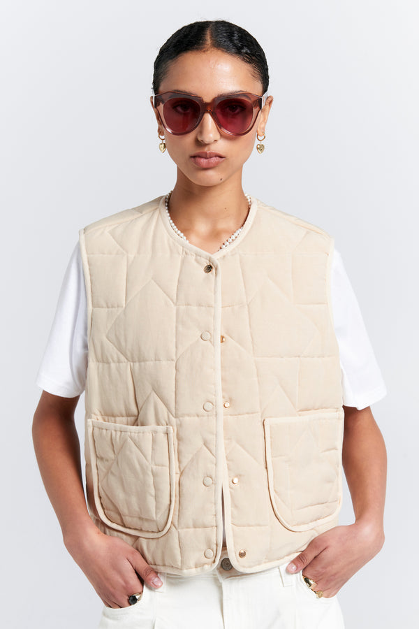 karen walker Quilted Drift Vest Natural