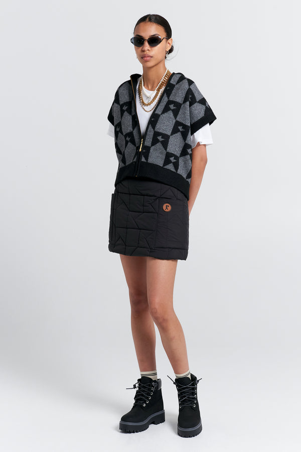 Karen Walker Quilted Monogram Skirt Black