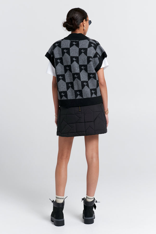 Karen Walker Quilted Monogram Skirt Black