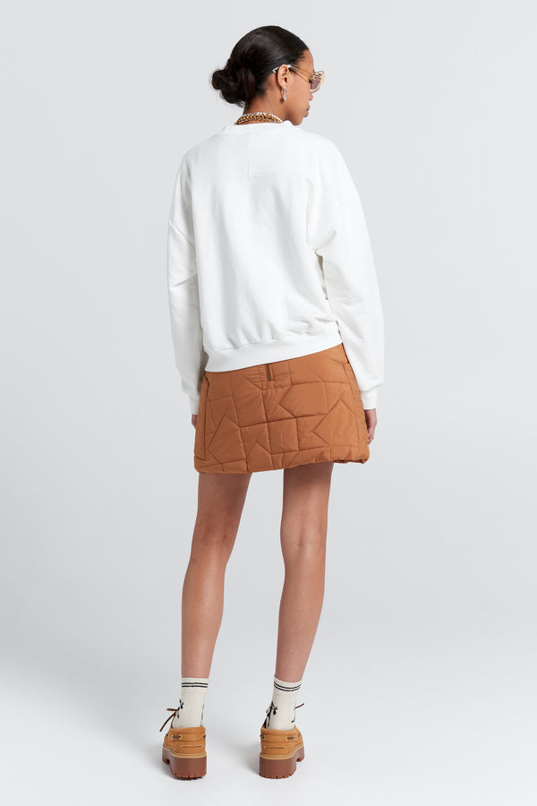 Karen Walker Quilted Monogram Skirt Dark Tan