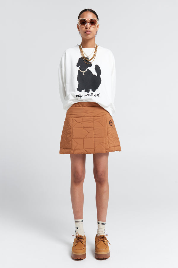 karen walker Quilted Monogram Skirt Dark Tan