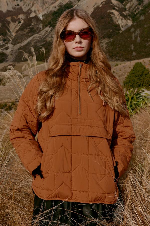 karen walker Quilted Rover Pullover Dark Tan