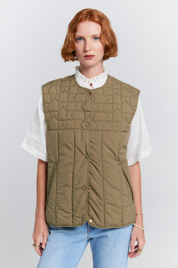 Karen Walker Quilted Voyager Vest Herb Green
