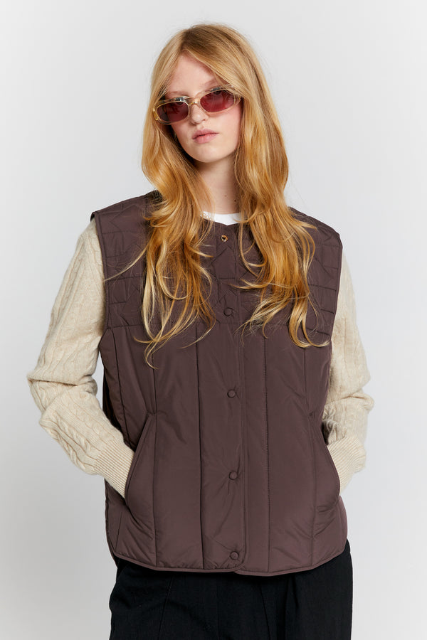 Karen Walker Quilted Voyager Vest Mahogany