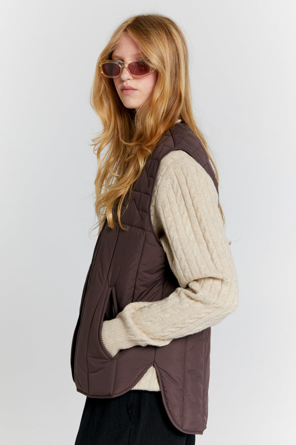 Karen Walker Quilted Voyager Vest Mahogany