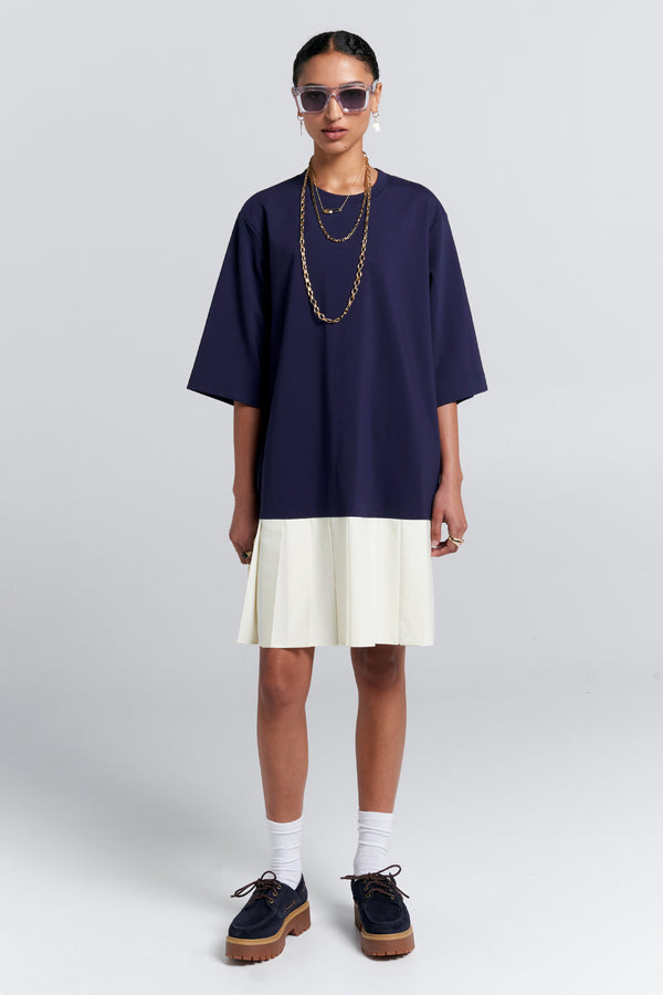 Karen Walker Rally Dress Navy/Cream