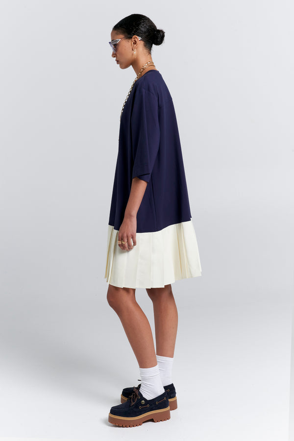 Karen Walker Rally Dress Navy/Cream
