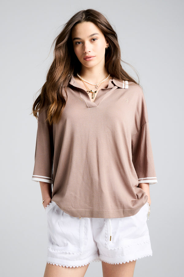 Karen Walker Relax Knit Polo Taupe