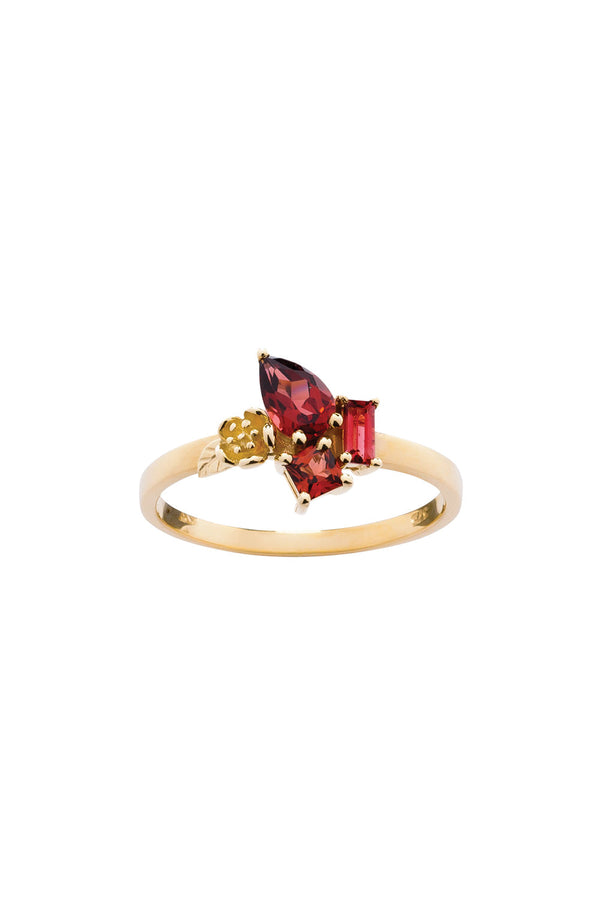 karen walker Rock Garden Mini Ring Gold & Garnet