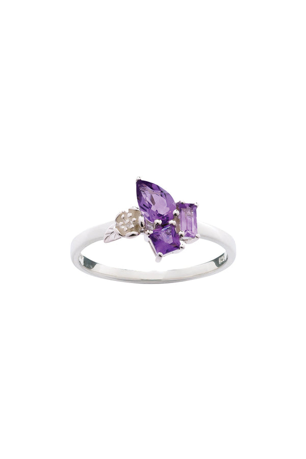 karen walker Rock Garden Mini Ring Silver & Amethyst