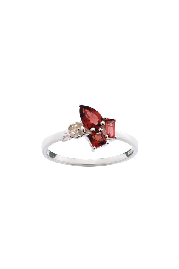 karen walker Rock Garden Mini Ring Silver & Garnet