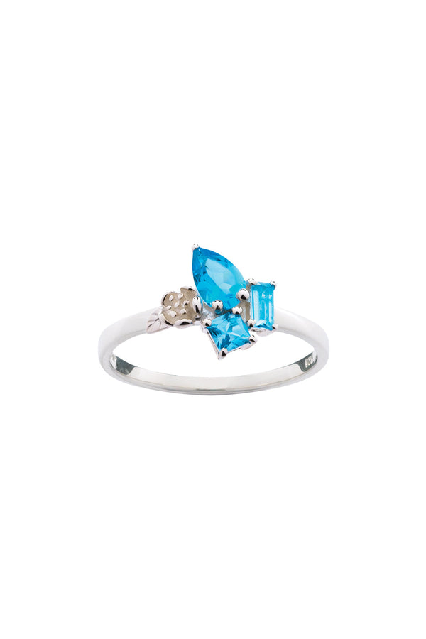karen walker Rock Garden Mini Ring Silver & Topaz