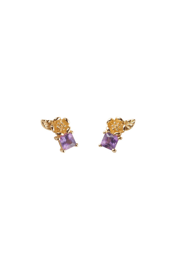Karen Walker Rock Garden Studs Gold & Amethyst