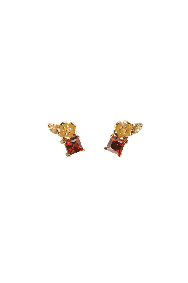 karen walker Rock Garden Studs Gold & Garnet