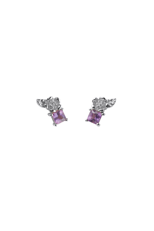 Karen Walker Rock Garden Studs Silver & Amethyst