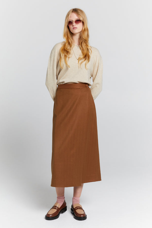 Karen Walker Roving Wrap Skirt Chestnut