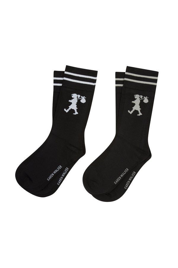 Karen Walker Runaway Girl Socks 2 Pack Black/Black