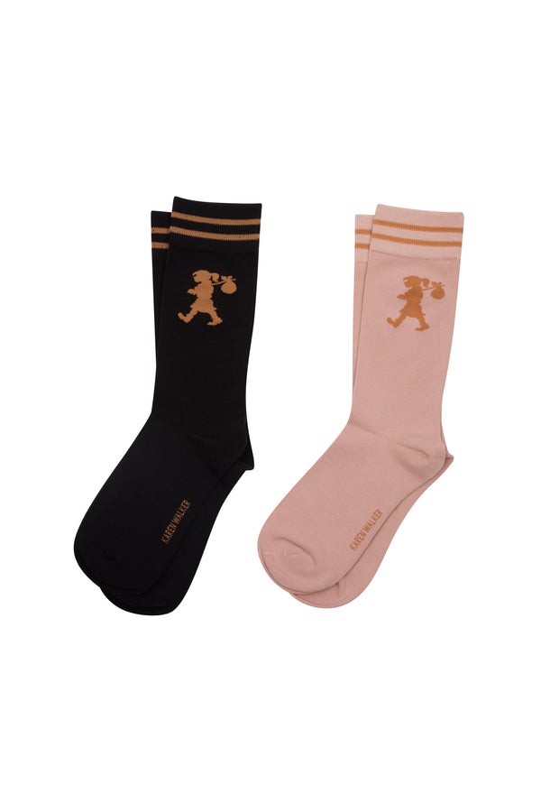 karen walker Runaway Girl Socks 2 Pack Black/Pink