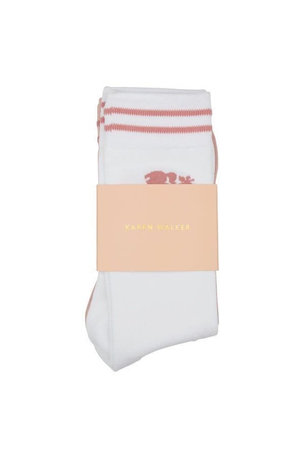 Karen Walker Runaway Girl Socks 2 Pack Pink/White