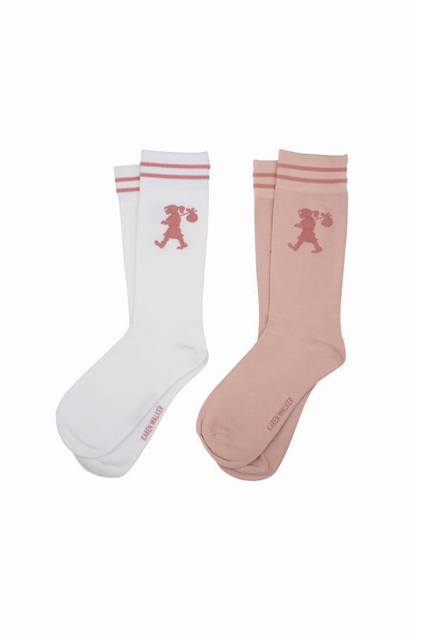 karen walker Runaway Girl Socks 2 Pack Pink/White