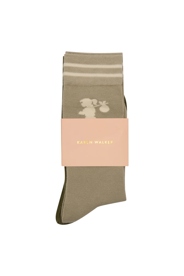 Karen Walker Runaway Girl Socks 2 Pack Sage/Olive
