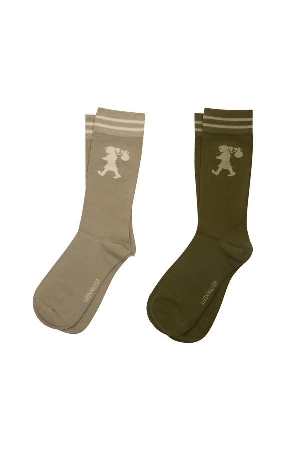 karen walker Runaway Girl Socks 2 Pack Sage/Olive
