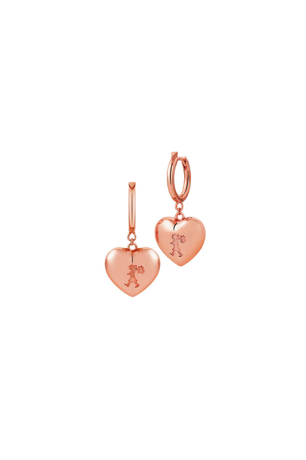 Karen Walker Runaway Heart Earrings Rose Gold