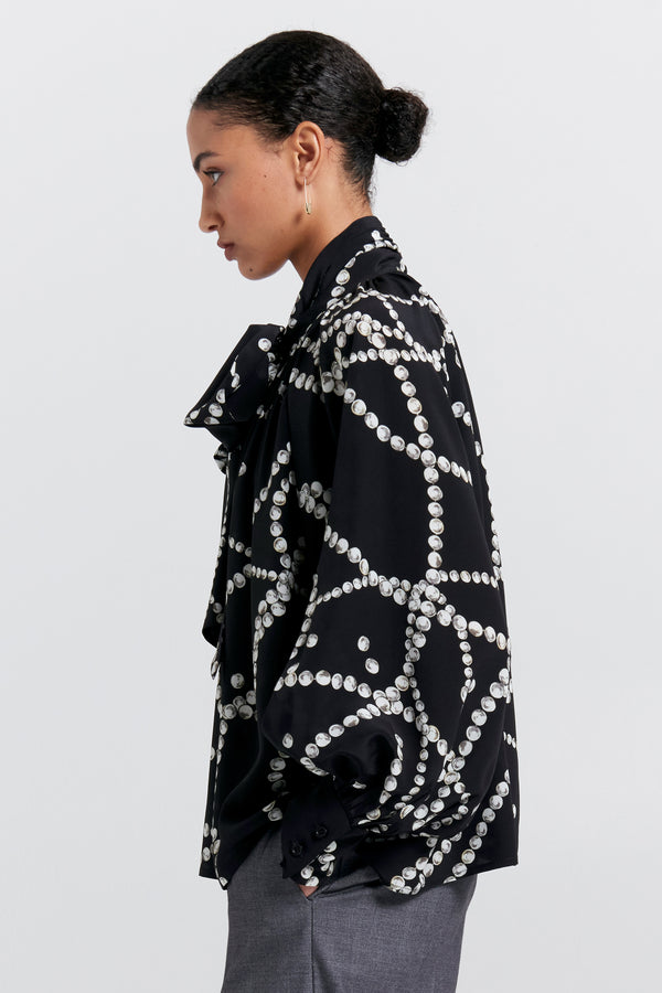 Karen Walker Runaway Pearls Blouse Black