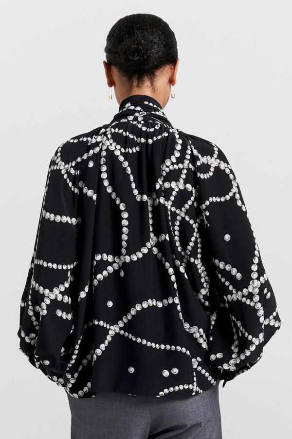 Karen Walker Runaway Pearls Blouse Black