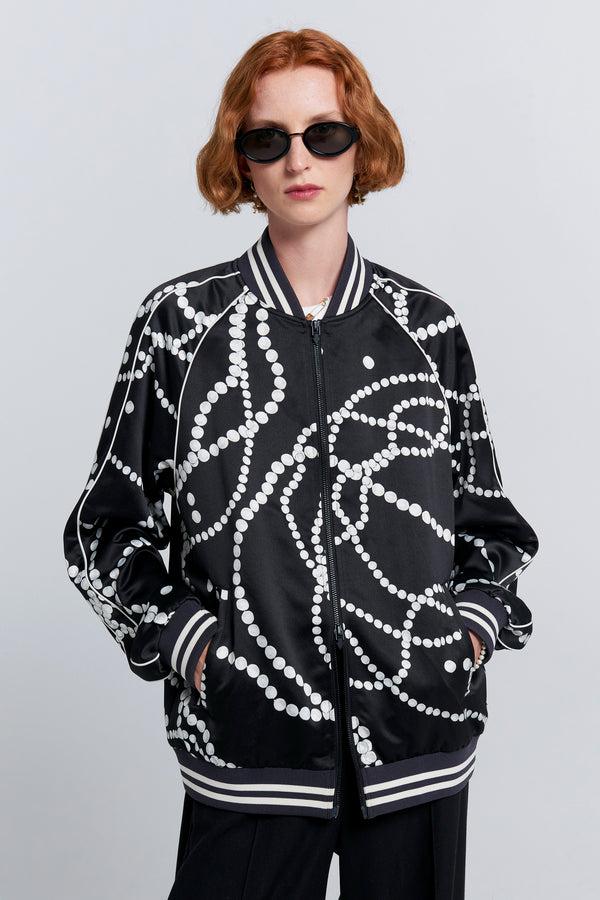 Karen Walker Runaway Pearls Bomber Jacket Black