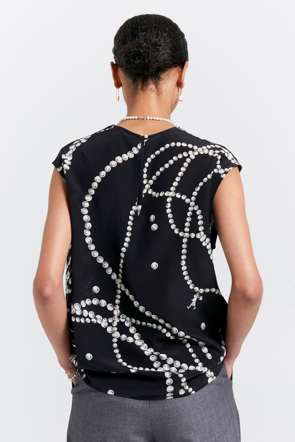 Karen Walker Runaway Pearls Cowl Top Black