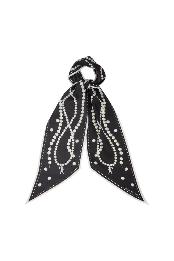 Karen Walker Runaway Pearls Sash Scarf Black