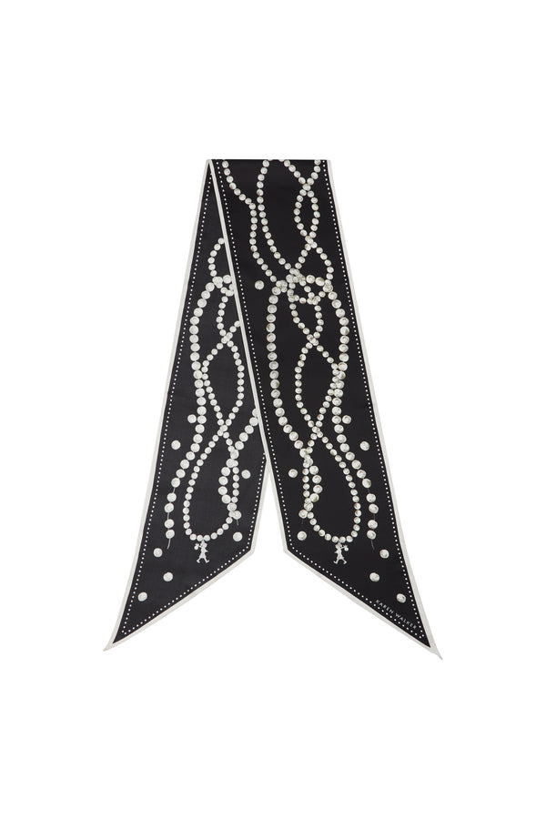 Karen Walker Runaway Pearls Sash Scarf Black