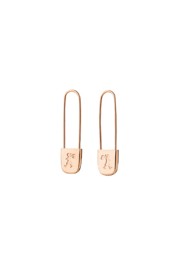 Karen Walker Runaway Safety Pin Earrings Rose Gold