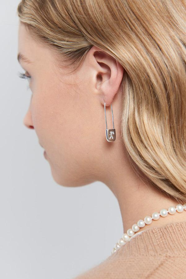Karen Walker Runaway Safety Pin Earrings Silver