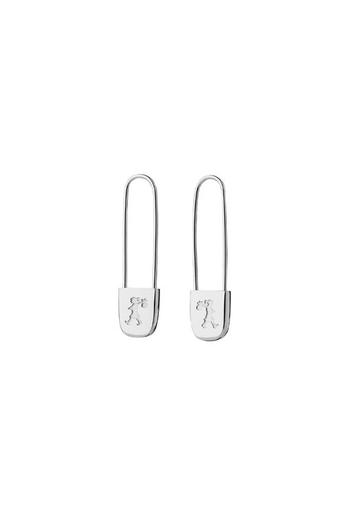 Karen Walker Runaway Safety Pin Earrings Silver