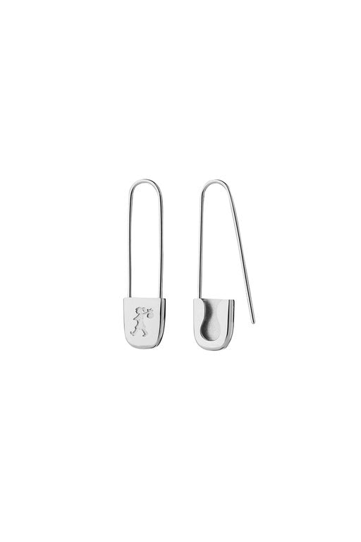 Karen Walker Runaway Safety Pin Earrings Silver