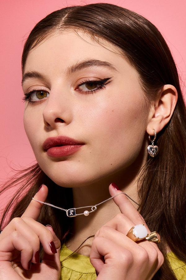 Karen Walker Runaway Safety Pin Necklace Rose Gold