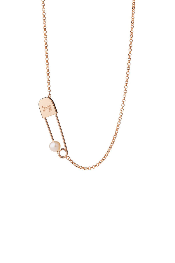 Karen Walker Runaway Safety Pin Necklace Rose Gold