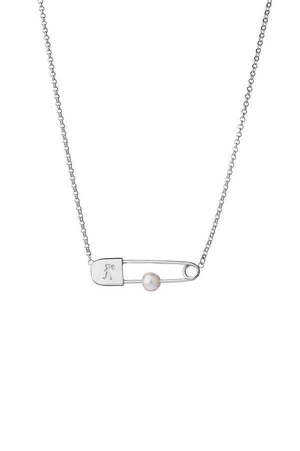 Karen Walker Runaway Safety Pin Necklace Silver