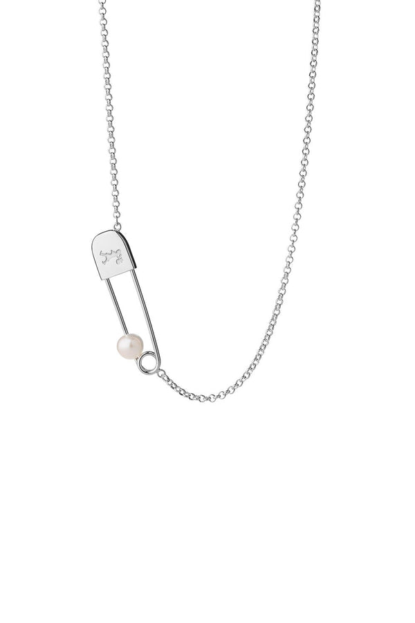 Karen Walker Runaway Safety Pin Necklace Silver