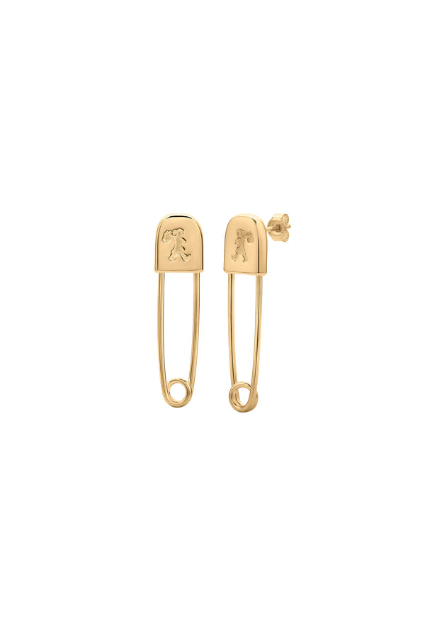 Karen Walker Runaway Safety Pin Studs Gold