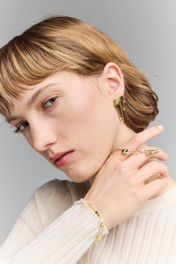 Karen Walker Runaway Safety Pin Studs Gold-Plated