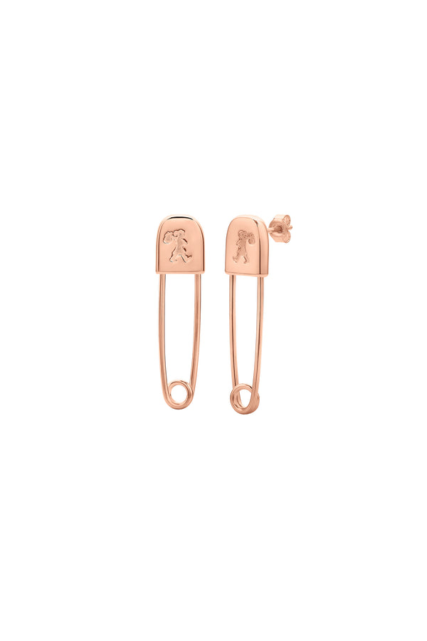 Karen Walker Runaway Safety Pin Studs Rose Gold