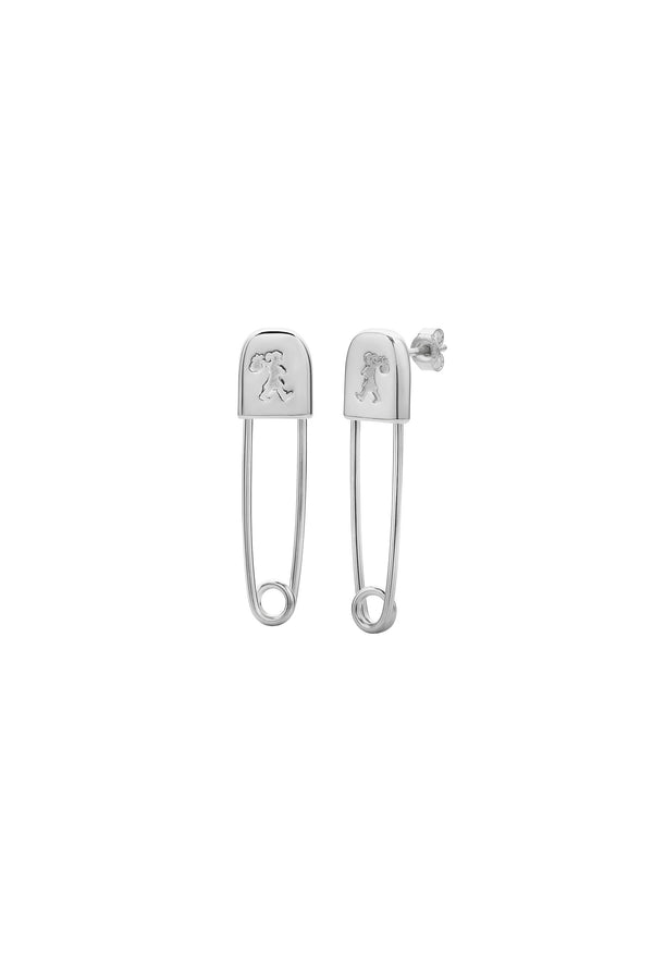 karen walker Runaway Safety Pin Studs Silver