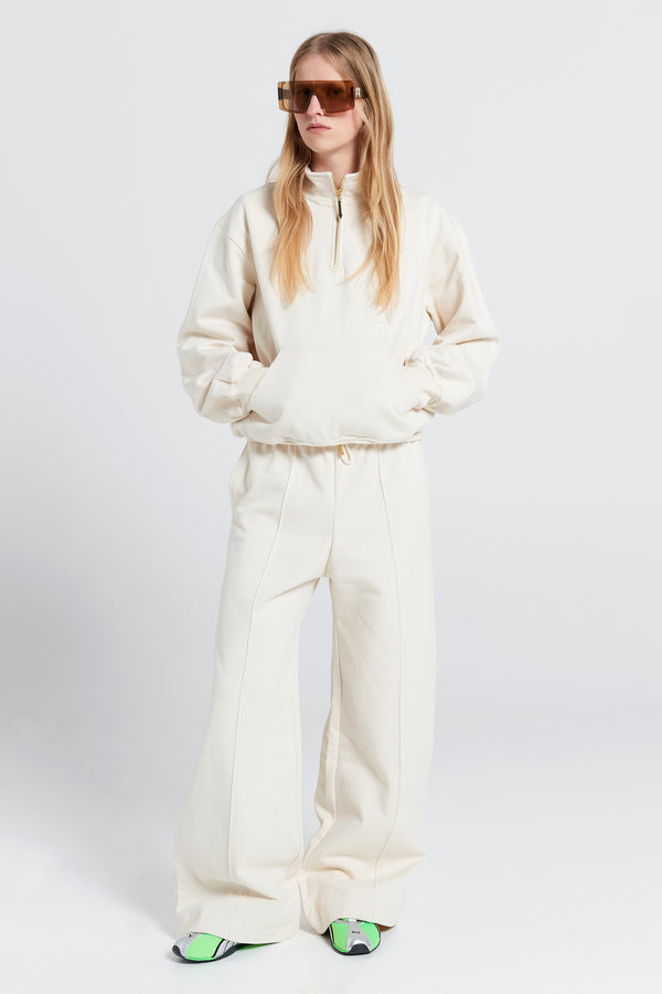 Karen Walker Runaway Scrawl Zip-Up Sweatshirt Ecru