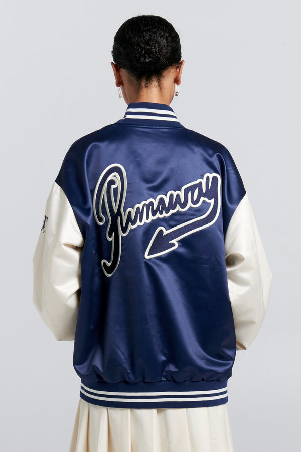 Karen Walker Runaway Varsity Jacket Navy/Cream