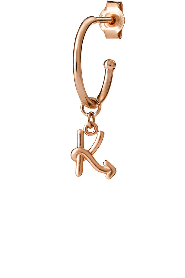 Karen Walker Single Initial Hoop Rose Gold