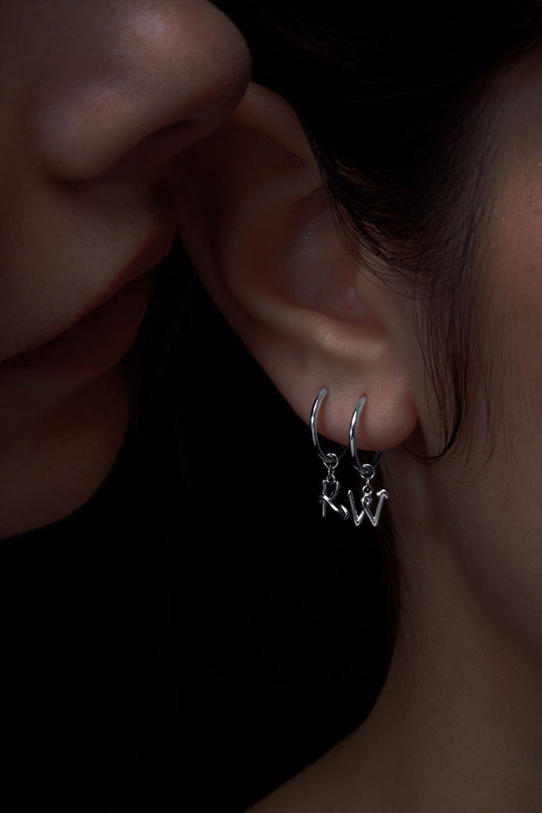 Karen Walker Single Initial Hoop Silver